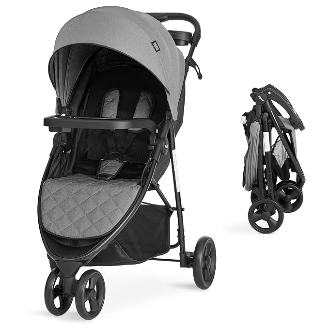Evolur Breeze Stroller in Grey, Adjustable Backrest & Canopy, Compact Fold by Evolur