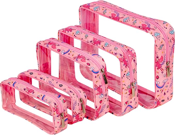 TSA Approved 5-Piece Diaper Bag Organizer Pouch Set Clear Waterproof TPU Kids by Remobia+Hicol