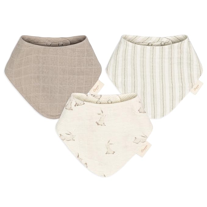 Crane Baby 100% Organic Cotton Baby Bibs, 3-pc. Set, Bunny Pattern by CraneBaby