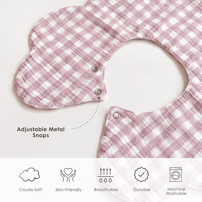 Muslin Baby Bibs, 6 Pack 100% Cotton Absorbent 360 ° Rotate Flower-Shaped - Image 5