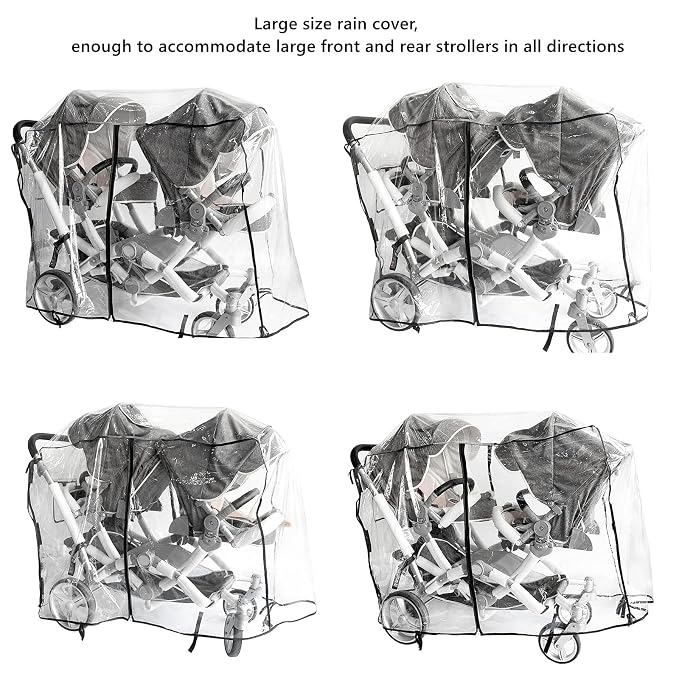 Double Stroller Rain Cover, Rain Cover - Image 4