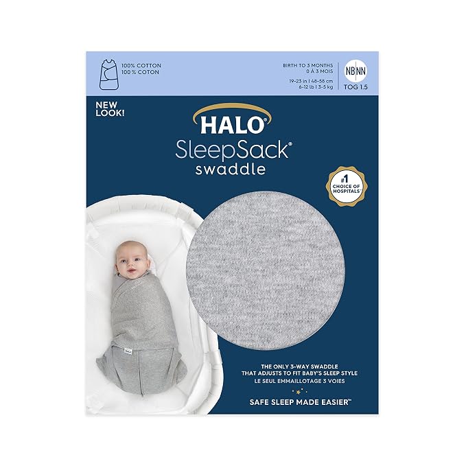 HALO 100% Cotton Sleepsack Swaddle, 3-Way Adjustable Wearable Blanket, TOG 1.5 - Image 6