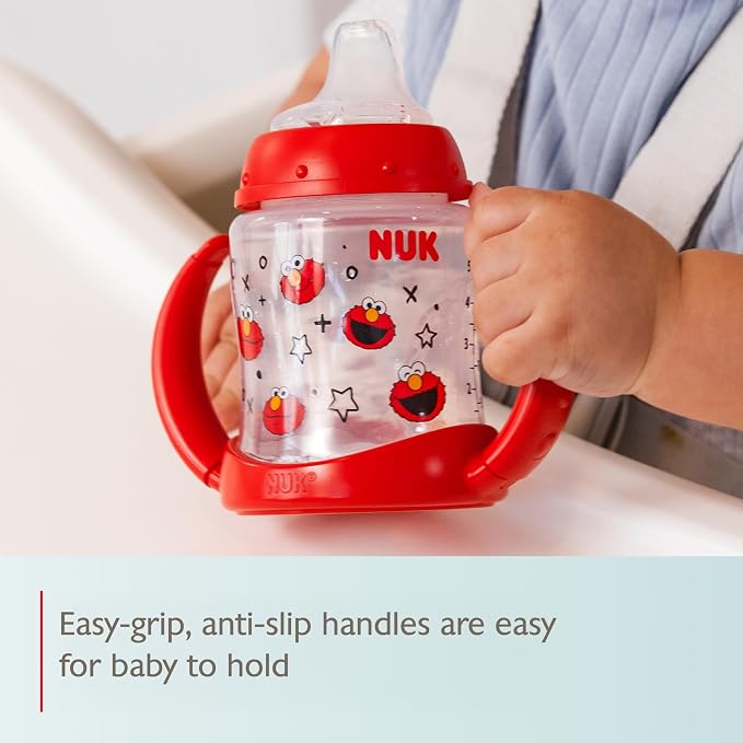 NUK Learner Cup, Sesame Street, Elmo and Cookie Monster – Soft Spout, Easy-Grip - Image 2