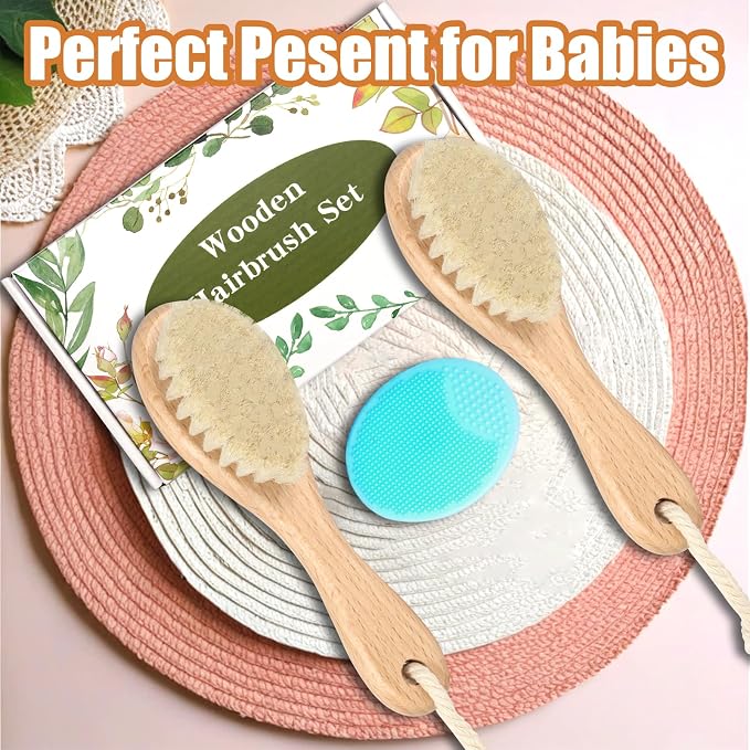 Wooden Baby Hair Brush and Comb Set - Image 7