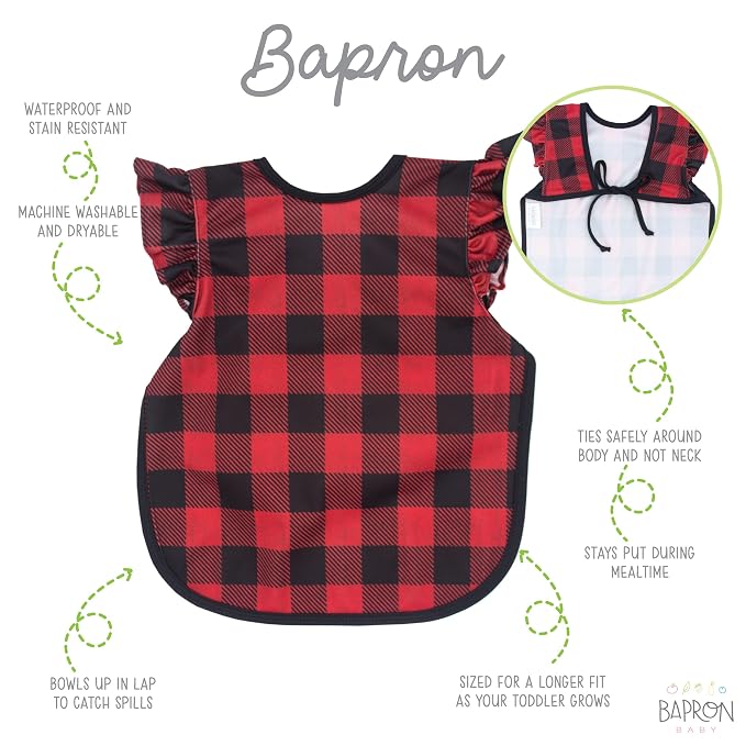 BapronBaby Flutter Red Buffalo Plaid Bapron - Image 2