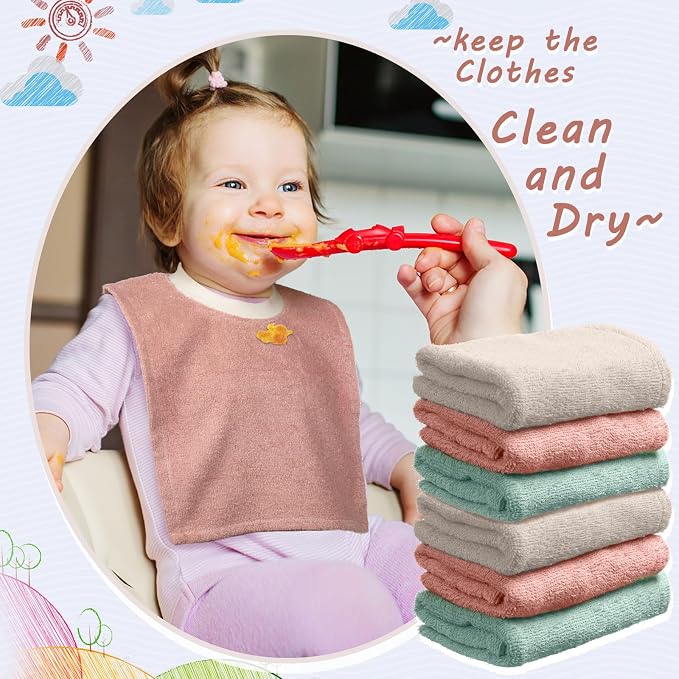 6 Pcs Pullover Baby Bibs Cotton Terry Toddler Absorbent Infant - Image 6