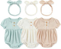 Newborn Baby Girl Clothes Cotton Bubble Romper Floral Short Sleeve Bodysuit 3 by MAMIMAKA