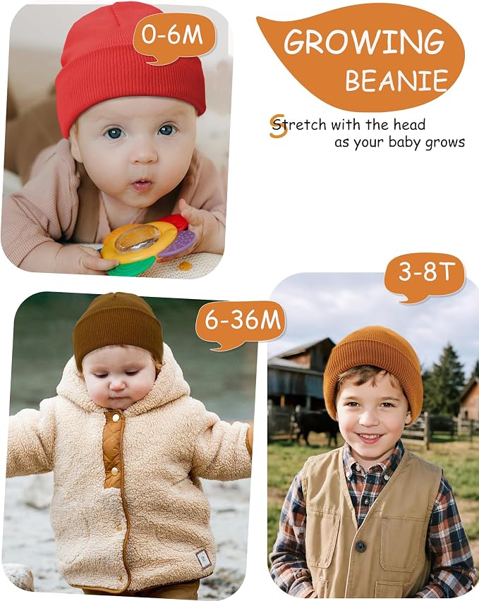 ROYBENS 100% Cotton Baby Beanie Cute Toddler Winter Hat Boys Girls Kids Soft - Image 3