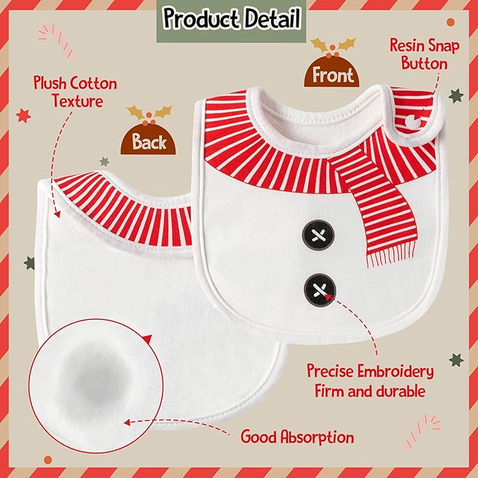 3Pcs Christmas Baby Cotton Bibs - Image 3