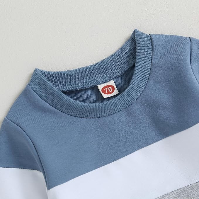 Kupretty Toddler Baby Boy Fall Winter Clothes Color Block Long Sleeve - Image 2
