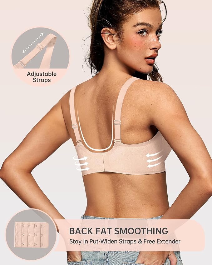 OEAK Womens Deep V Bras Wireless Comfortable Bra Supportive No Underwire Bras - Image 3