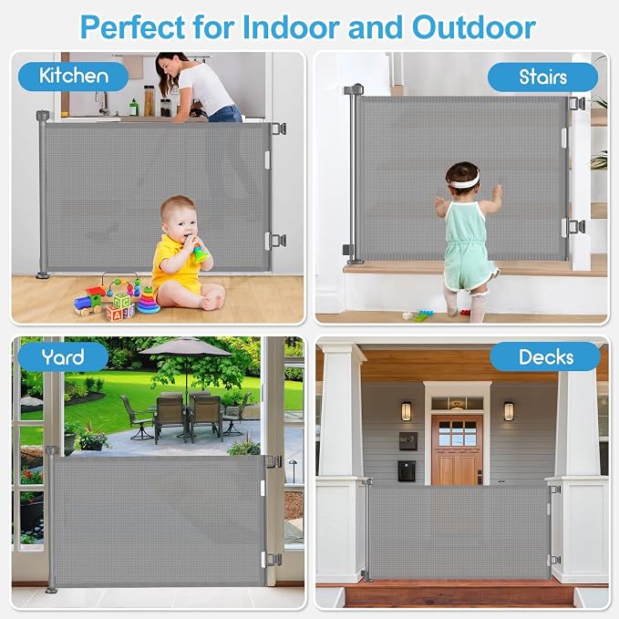 71 inch Retractable Baby Gates, EZIGO Extra Wide Baby Gate - Image 7