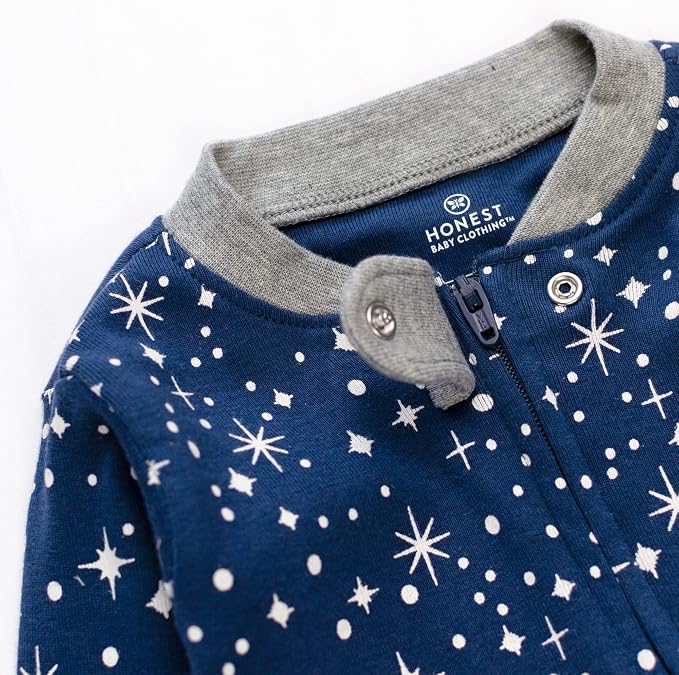 HonestBaby Baby Sleep N' Play One-Piece Zip-Front Footed Organic Cotton Pajama - Image 3