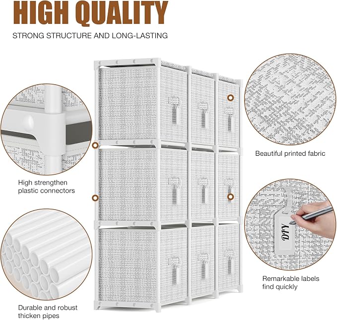9 Cube Storage Organizer with Printed Drawers, Toy Cubby Storage - Image 6
