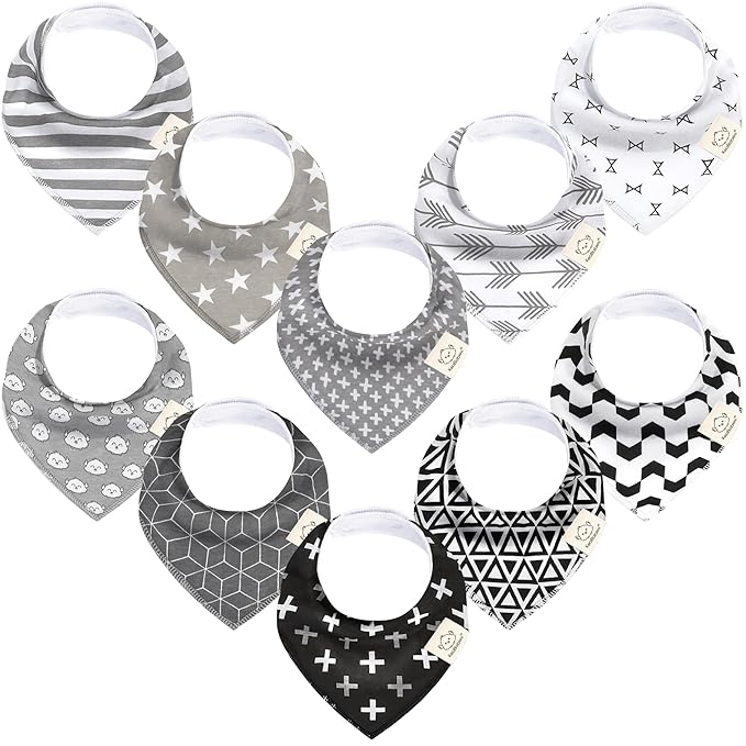 KeaBabies 10-Pack Organic Baby Bandana Bibs by KeaBabies