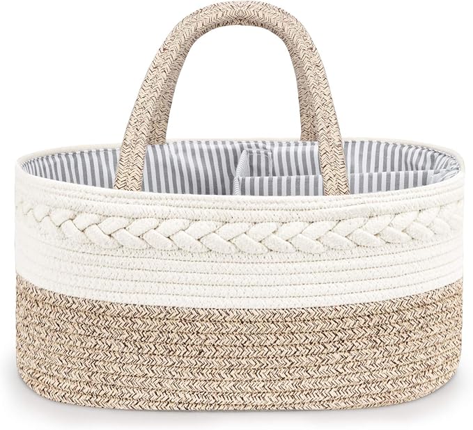 Maliton Baby Diaper Caddy Organizer, X-Large Cotton Rope, Rustic Style by Maliton