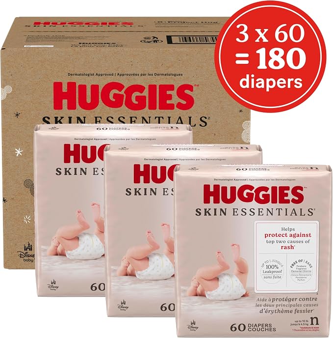 Huggies Size Newborn Diapers, Skin Essentials Baby Diapers, Size Newborn - Image 2