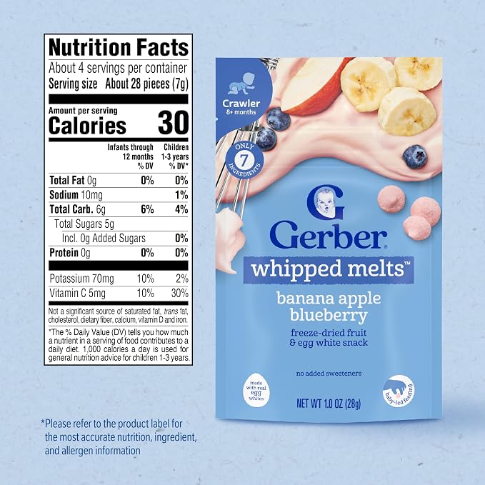 Gerber Stage 3 Baby Food Snacks, Banana Apple Blueberry Whipped Melts, Baby Led - Image 2