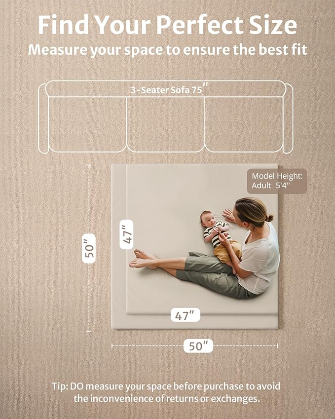 Blissful Diary Vegan Leather Baby Play Mat, 47x47 Thick Foam Cushioned & - Image 3