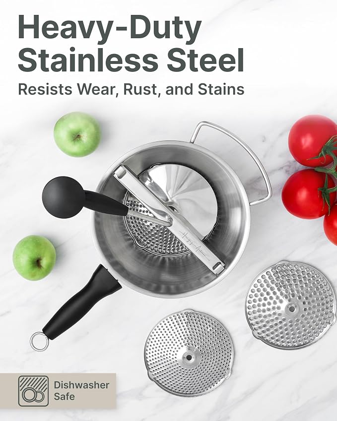 Stainless Steel Food Mill with Detachable Handles – Hand Crank Grinder - Image 5