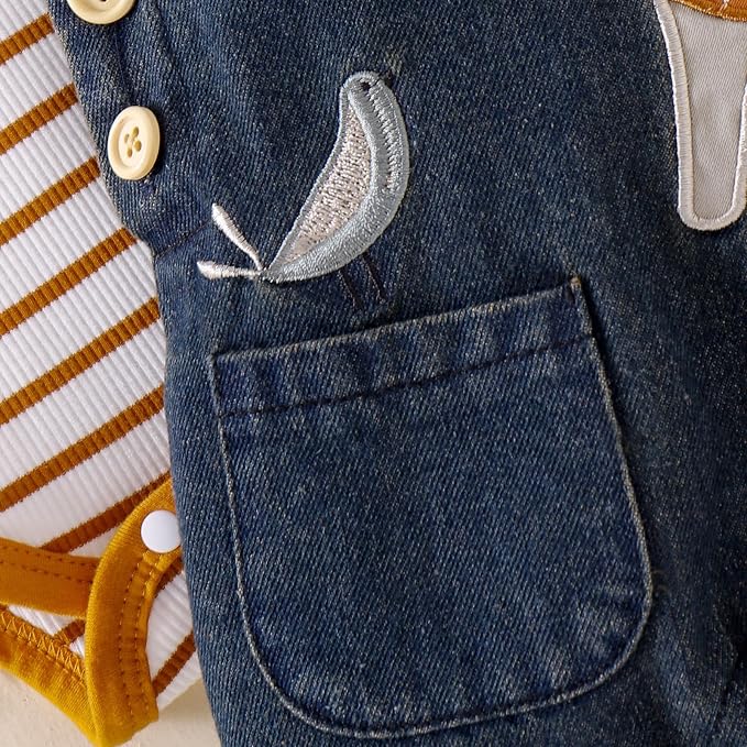 Baby Boy Clothes Fall Winter Outfits Long Sleeve Striped Romper Cute Cartoon - Image 5