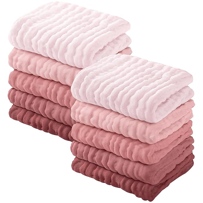 Yoofoss Muslin Baby Washcloths 100% Organic Cotton Face Towels 10 Pack Wash by YOOFOSS