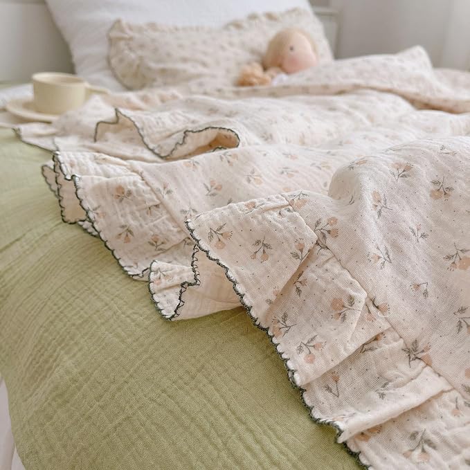 BuLuTu Cotton Muslin Kids Toddler Pillowcase Sprout Pattern, Shabby Chic - Image 7