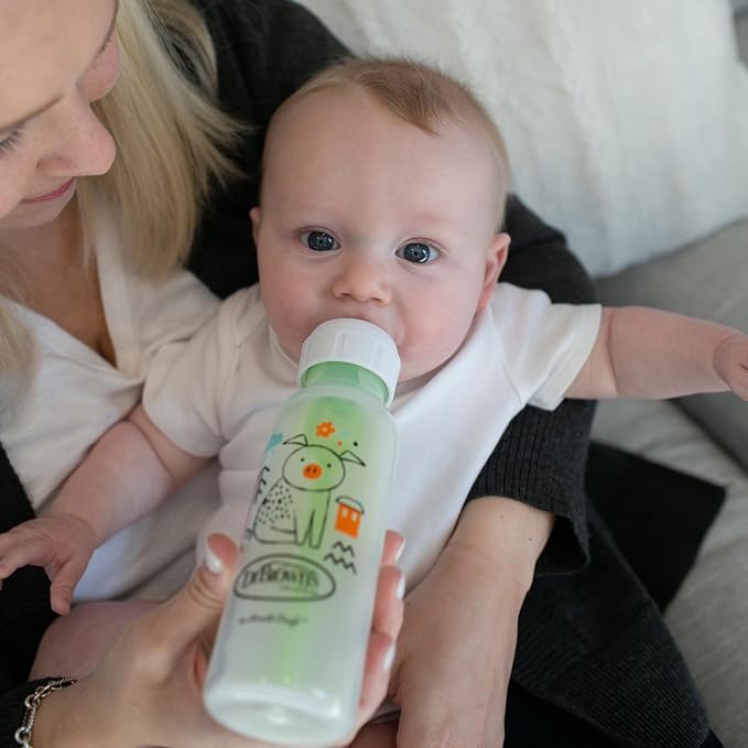 Dr. Brown's Natural Flow Anti-Colic Options+ Narrow Baby Bottle, Pig & Frog - Image 12