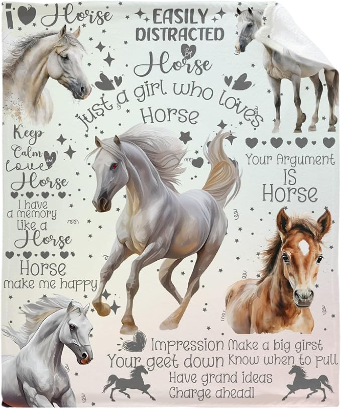 Horse Blanket for Boys Girls, Flowers Animals Kids Throw Blanket Gift for Child - Image 2