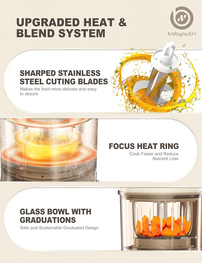 Auto Baby Food Maker, Glass Baby Food Mill, Baby Blender & Steamer and Puree - Image 5