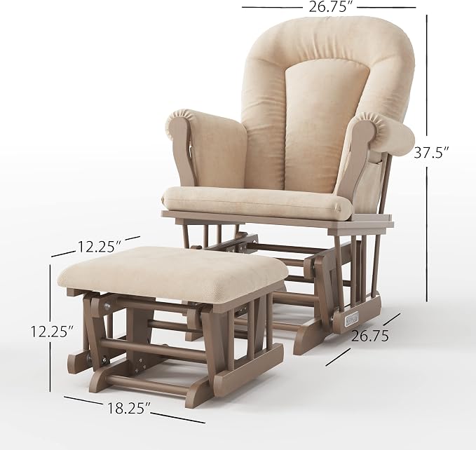 Child Craft Cozy Glider Rocker and Ottoman Set, Padded Cushion - Image 3