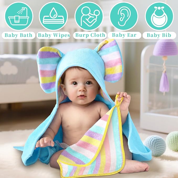VOOVA & MOVAS 6 Pack 100% Cotton Baby Washcloths | 12x12 Inches | Highly - Image 4