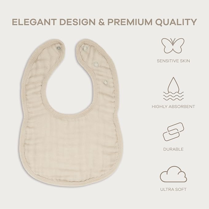 Comfy Cubs Muslin Bibs for Babies, Drool and Teething Bib, Adjustable Snaps - Image 2