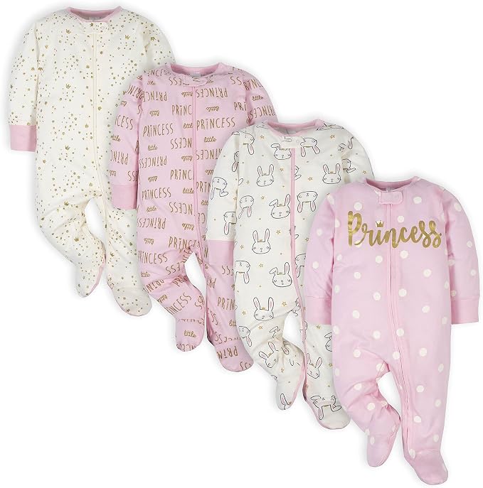 Gerber Baby Girls 4 Pack Sleep 'N Play Footie by Gerber