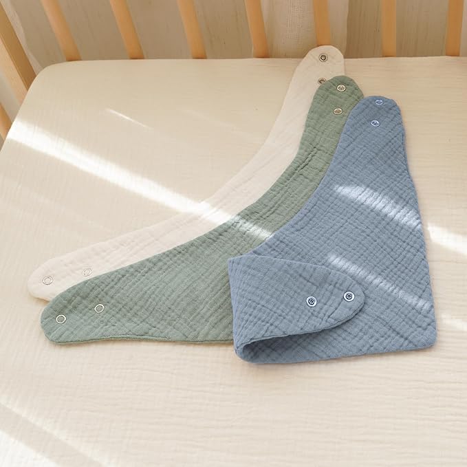 Konssy 8-Pack Muslin Baby Bibs, Absorbent Bandana Drool, 100% Cotton Unisex - Image 6