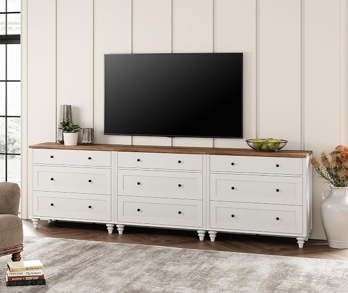 WAMPAT 9 Drawer Dressers for Bedroom, Mid Century Wooden Closet Storage - Image 4