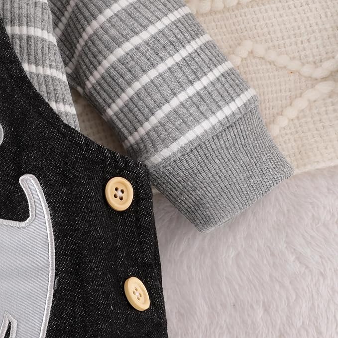 Baby Boy Clothes Fall Winter Outfits Long Sleeve Striped Romper Cute Cartoon - Image 9