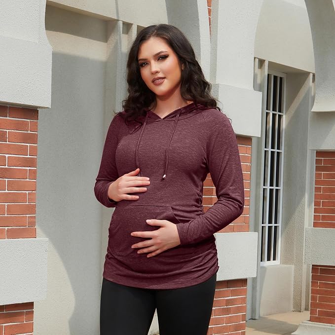 GINKANA Maternity Hoodie Long Sleeves Shirts Casual Maternity Top Pregnancy - Image 2