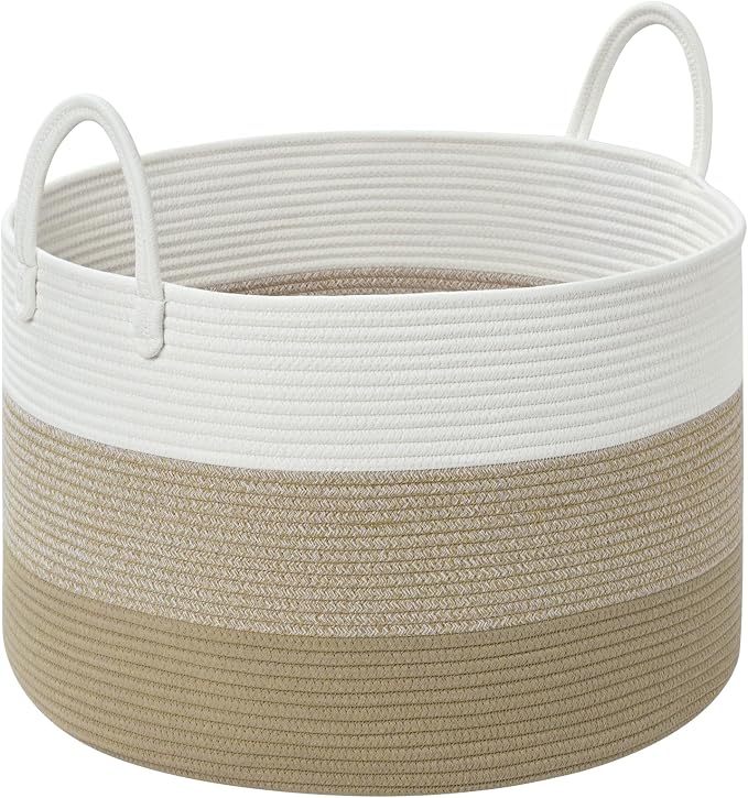 67L Storage Basket for Organizing, Cotton Rope Woven Blanket Basket, Toy by Degeyoyo