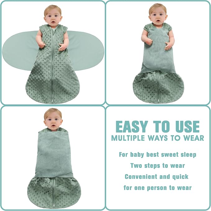 Fleece Newborn Sleep Sack Baby Swaddle, 3-Way Adjustable Wearable Blanket - Image 3