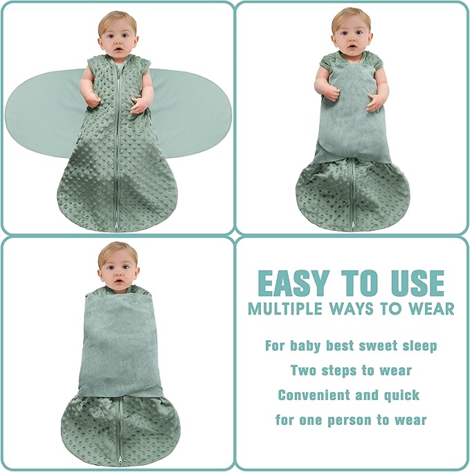 Fleece Newborn Sleep Sack Baby Swaddle, 3-Way Adjustable Wearable Blanket - Image 3