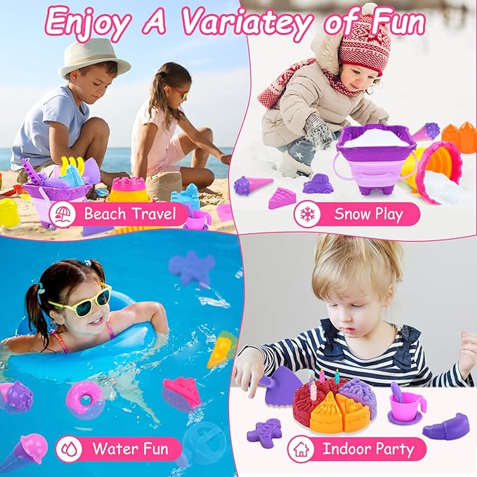 Beach Sand Toys, Mesh Backpack Bag, Ice Cream, Cake & Castle Sand Molds - Image 5