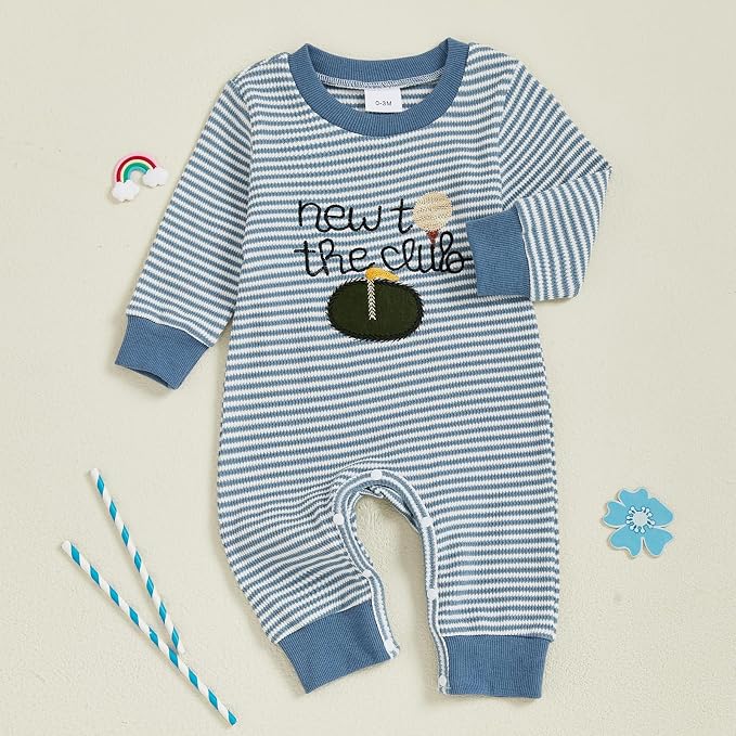 SAYOO Infant Baby Boy Girl Golf Outfit New to The Golf Club Embroidery Romper - Image 5
