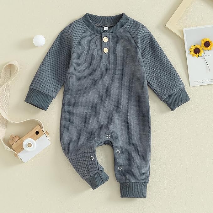 Kuriozud Newborn Infant Unisex Baby Boy Girl Clothes Button Romper Jumpsuit - Image 2