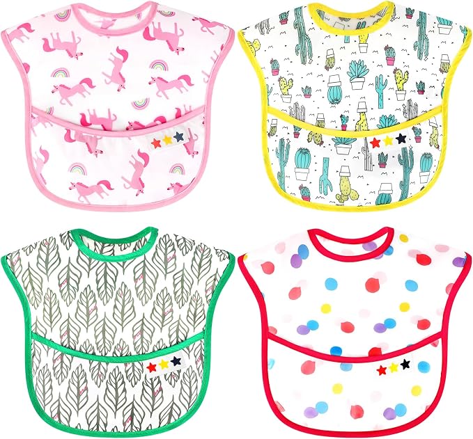 Accmor Baby Bibs, Waterproof Baby Toddler Bibs, Apron Smock Bib by Accmor