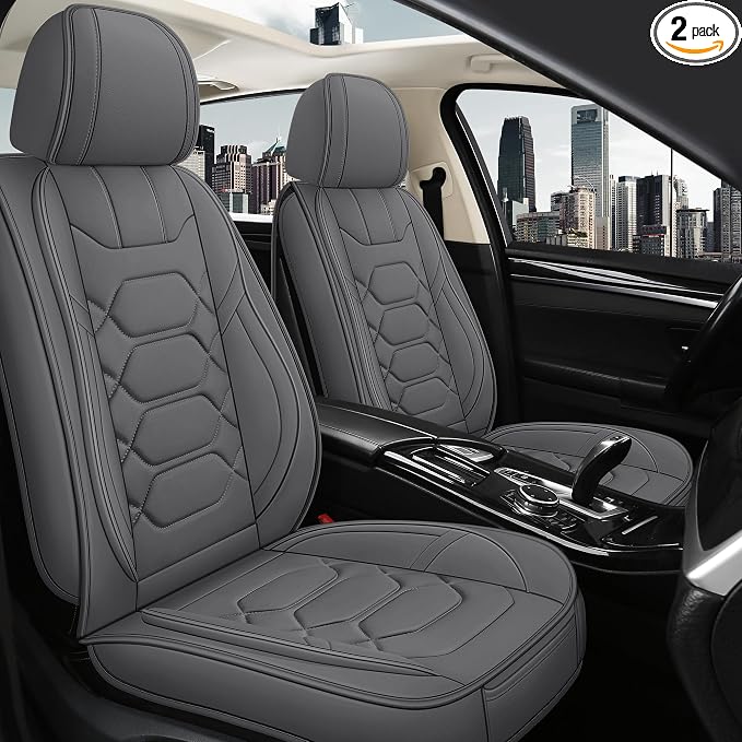 Pariitadin Leather Car Seat Covers Front Pair, Waterproof Breathable Faux by Pariitadin