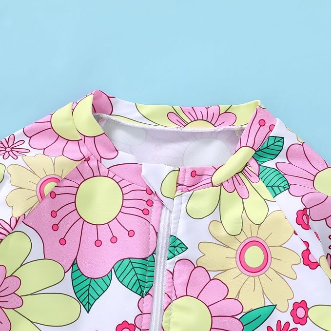 Infant Baby Girl Swimsuit One-Piece Long Sleeve Rash Guard - Image 5