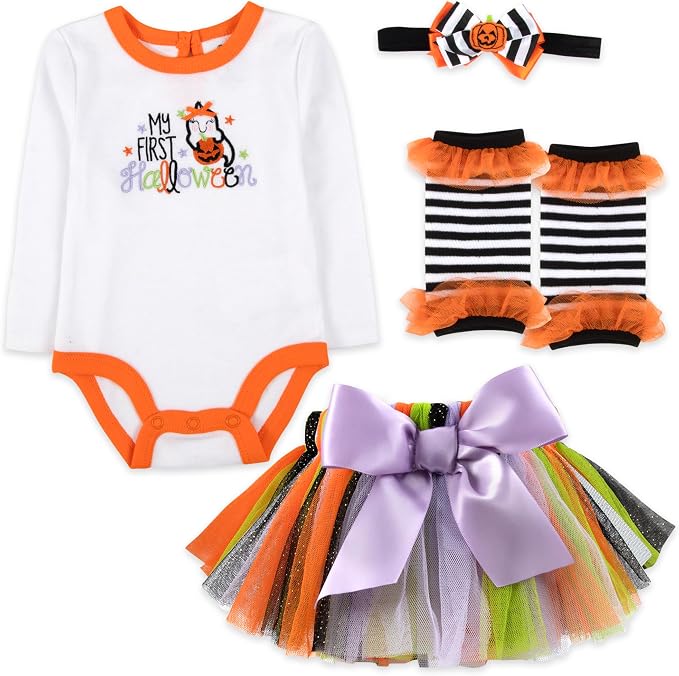 Baby Girl Holiday Outfit 4-Piece Set – Long Sleeve Bodysuit, Tutu Skirt & by BabyEssentialsNotJusttheBasics