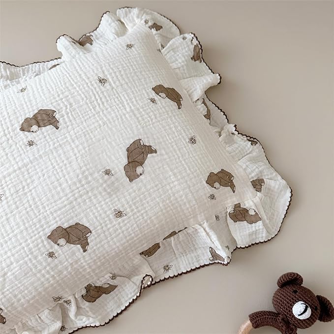 BuLuTu Cartoon Bear Muslin Pillowcase - Image 6