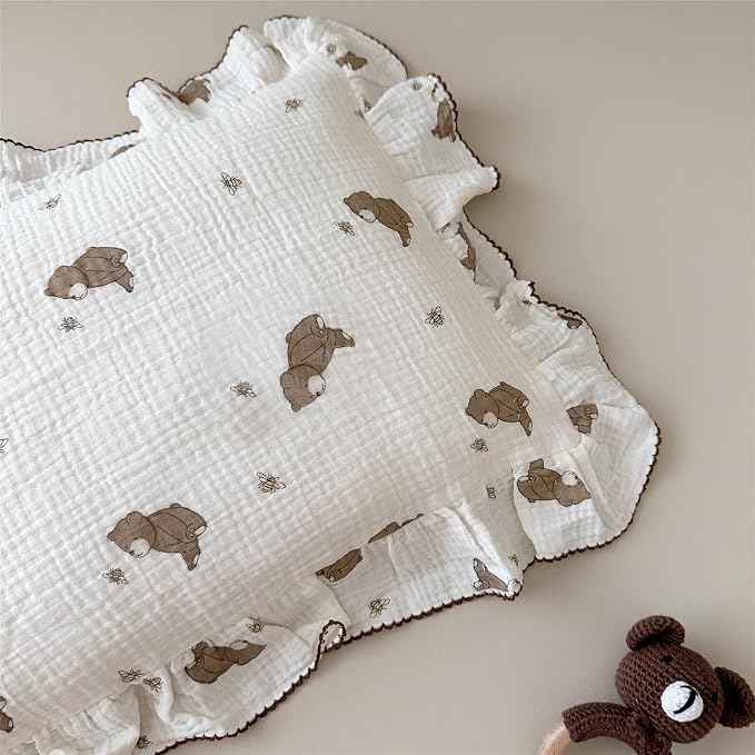 AOJIM Cute Cartoon Pattern Muslin Toddler Kids Pillow Case Super Soft Cotton - Image 2